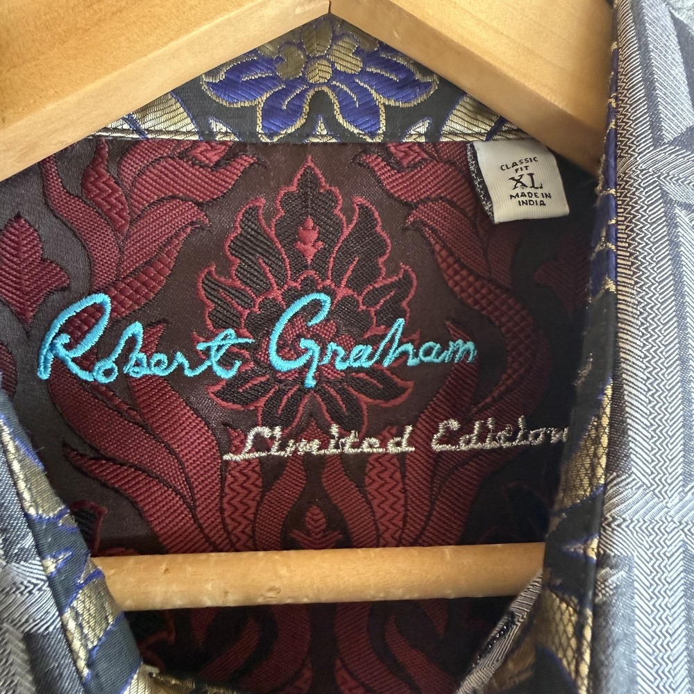 Robert Graham Feeling Good Shirt Mens XL Gray Ltd. Ed. Embroidered 111 of 626 - Picture 4 of 13